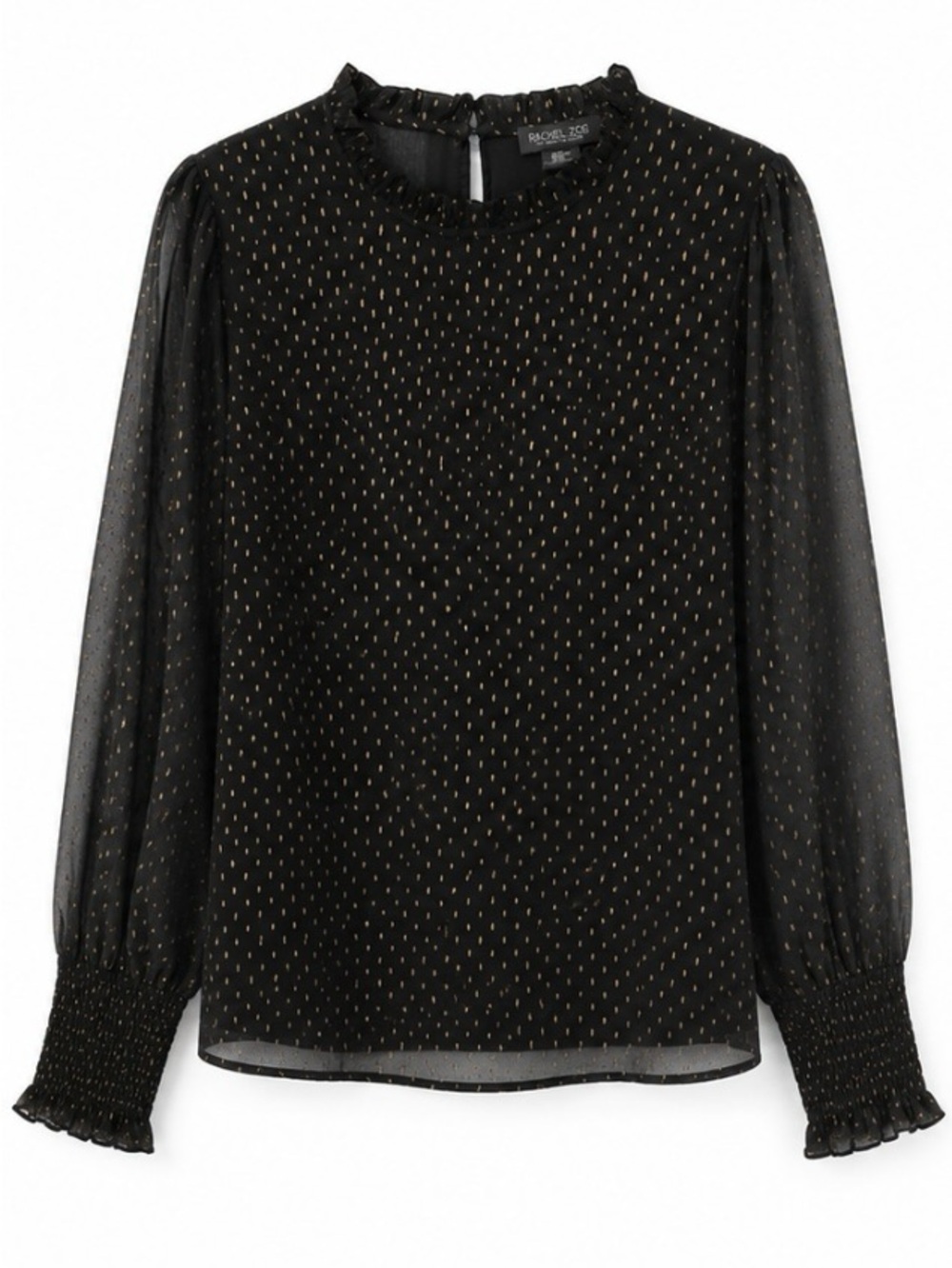 Rachel Zoe Black & Gold Clip Dot Blouse Size XL